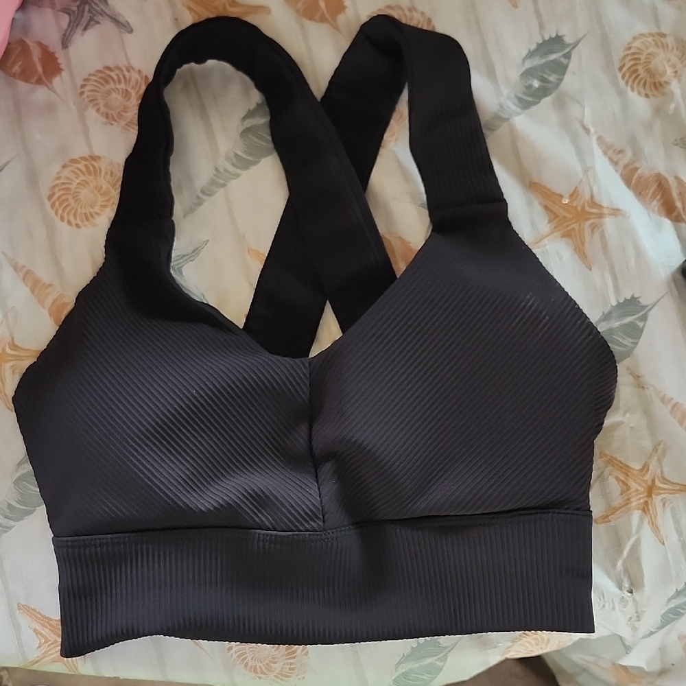 Lululemon Athletica Black Ribbed Sports Bra